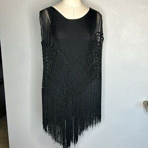 Gold Hawk Silk Fringe crochet knit top